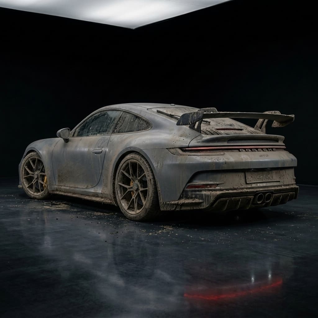 Car with unprotected road dust